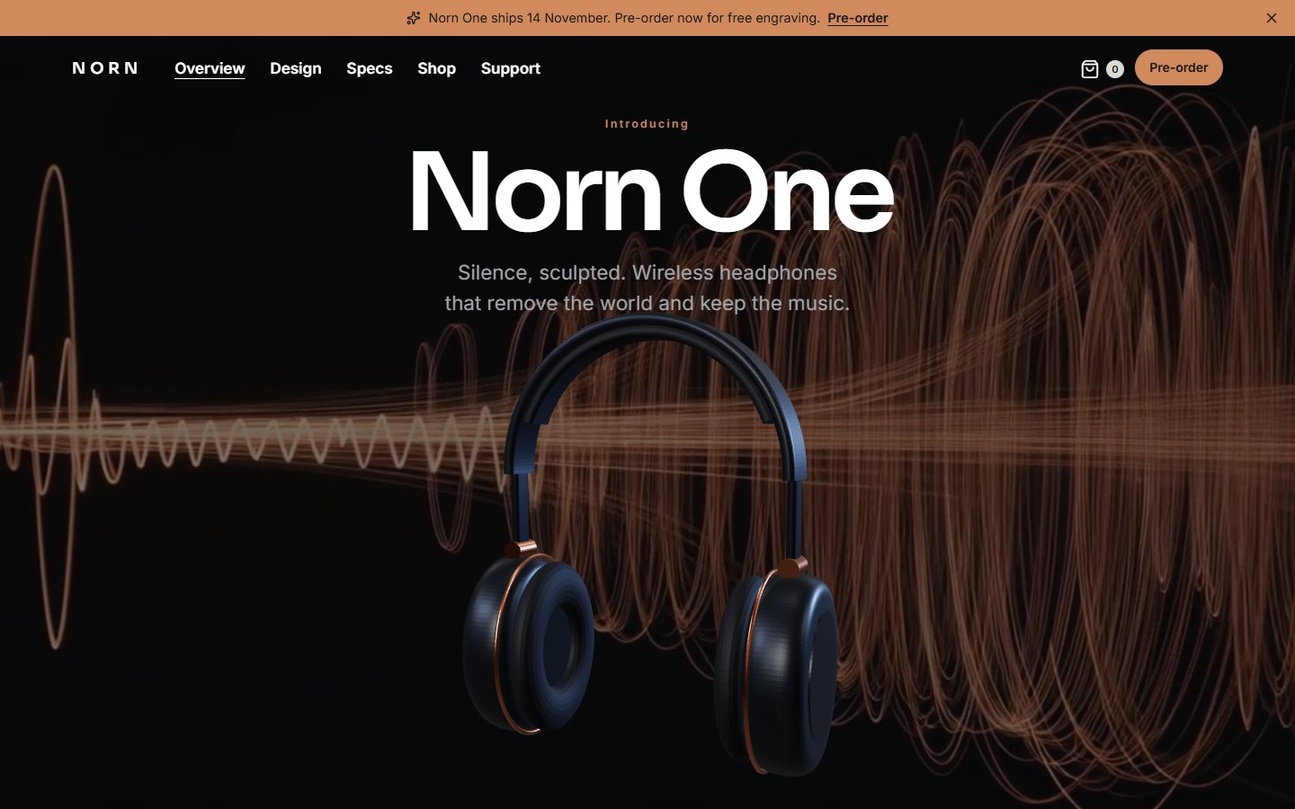The front page of the Norn Audio demo site.